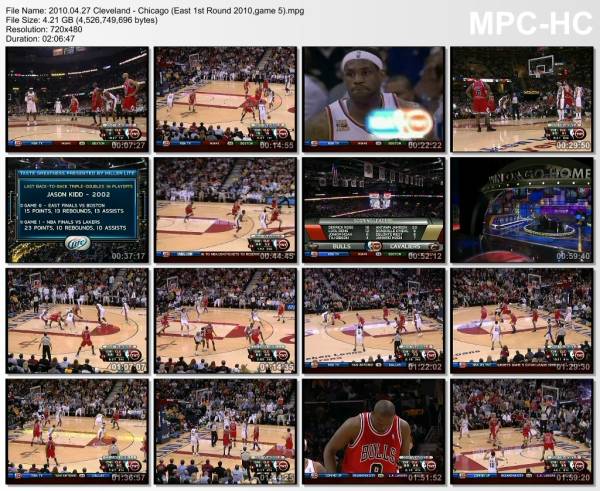 27.april 2010	Cleveland - Chicago (East 1st Round 2010,game 5)   96-94