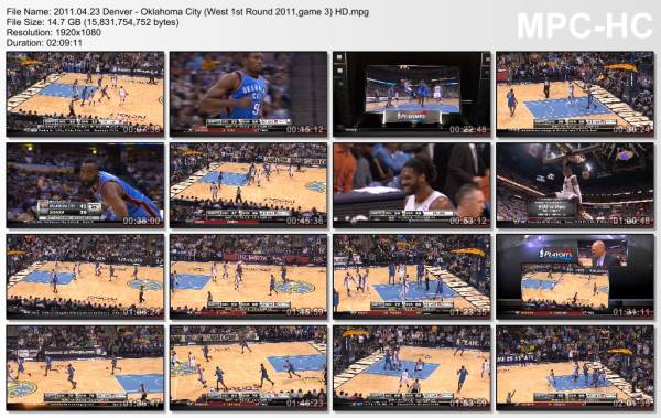 23.april 2011	Denver - Oklahoma City (West 1st Round 2011,game 3)   94-97