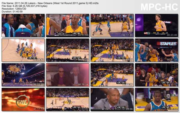 26.april 2011	Lakers - New Orleans (West 1st Round 2011,game 5)   106-90