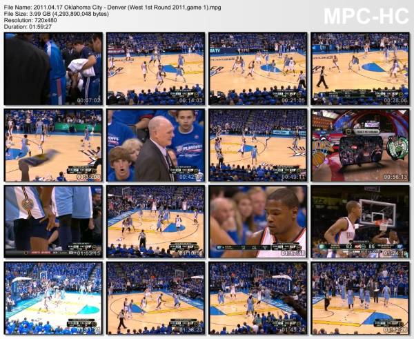 17.april 2011	Oklahoma City - Denver (West 1st Round 2011,game 1)   107-103