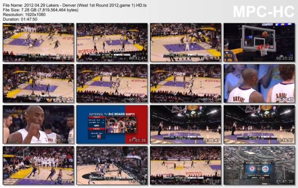 29.april 2012	Lakers - Denver (West 1st Round 2012,game 1)   103-88