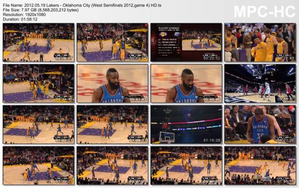 19.may 2012	Lakers - Oklahoma City (West Semifinals 2012,game 4)   100-103