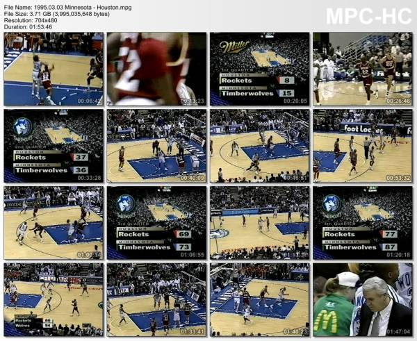 3.march 1995	Minnesota - Houston   108-105
