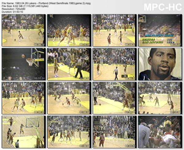 26.april 1983	Lakers - Portland (West Semifinals 1983,game 2)   112-106