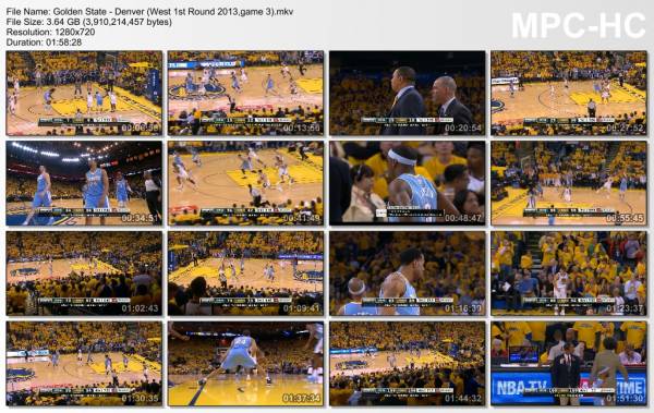 26.april 2013	Golden State - Denver (West 1st Round 2013,game 3)   110-108