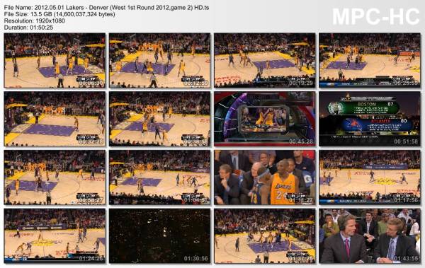 1.may 2012	Lakers - Denver (West 1st Round 2012,game 2)   104-100