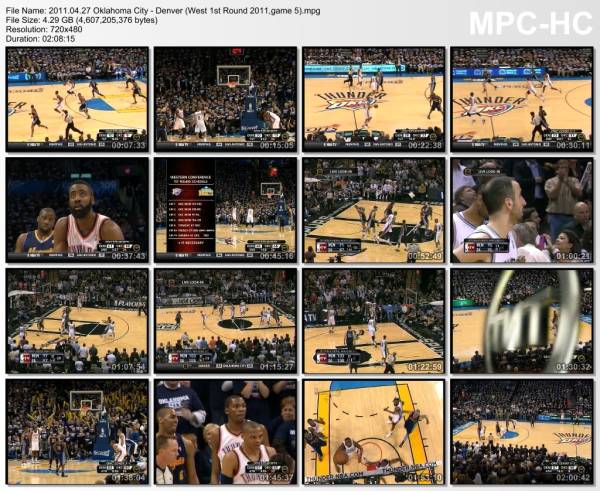27.april 2011	Oklahoma City - Denver (West 1st Round 2011,game 5)   100-97