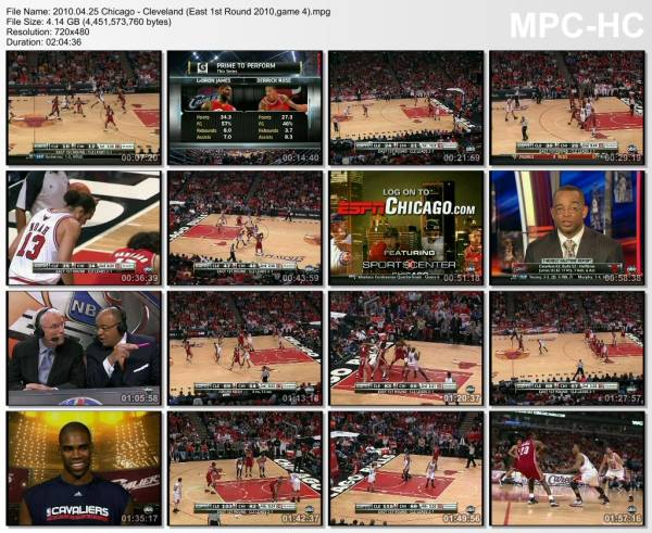 25.april 2010	Chicago - Cleveland (East 1st Round 2010,game 4)   98-121