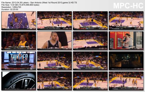 26.april 2013	Lakers - San Antonio (West 1st Round 2013,game 3)   89-120