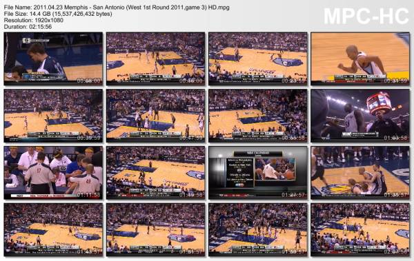 23.april 2011	Memphis - San Antonio (West 1st Round 2011,game 3)   91-88
