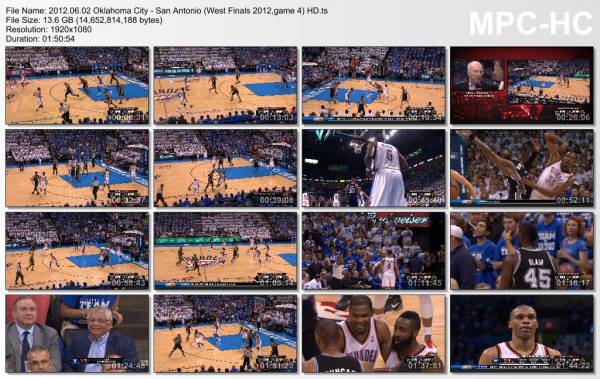 2.jun 2012	Oklahoma City - San Antonio (West Finals 2012,game 4)   109-103